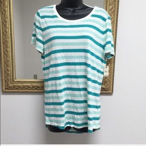 Talbots Tunic high low top stripe teal new MP